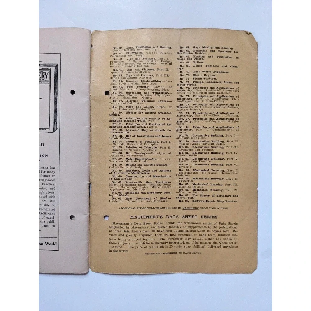 Machinery's Reference Series NO. 53 Use of Logarithms & Logarithmic Tables c1912